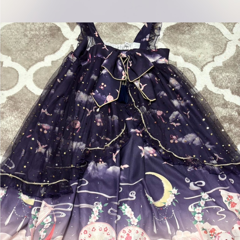 Lolita Purple and Gold Starry Night Dress